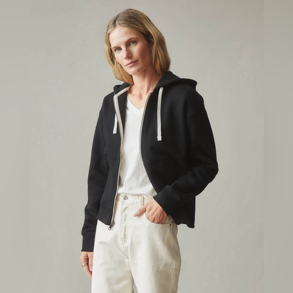 American Giant Women's Midweight Full Zip Black Small Cotton Athleisure Casual